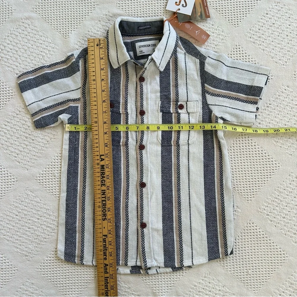 Sovereign Code Striped Cotton Blend Button Up Shirt-Boys S (8)-Beach Vacation